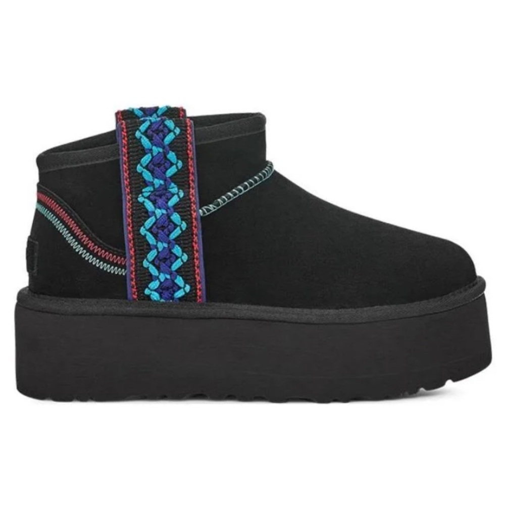 Ugg Classic Ultra Mini Braid Platform black color woman’s size 8 brand new